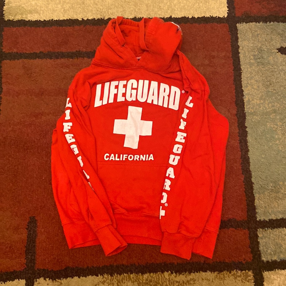 Red lifeguard California hoodie, slightly worn size small  women’s